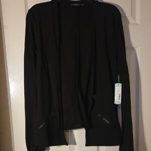 Tart Black Women's Blazer with Zipper Accents
